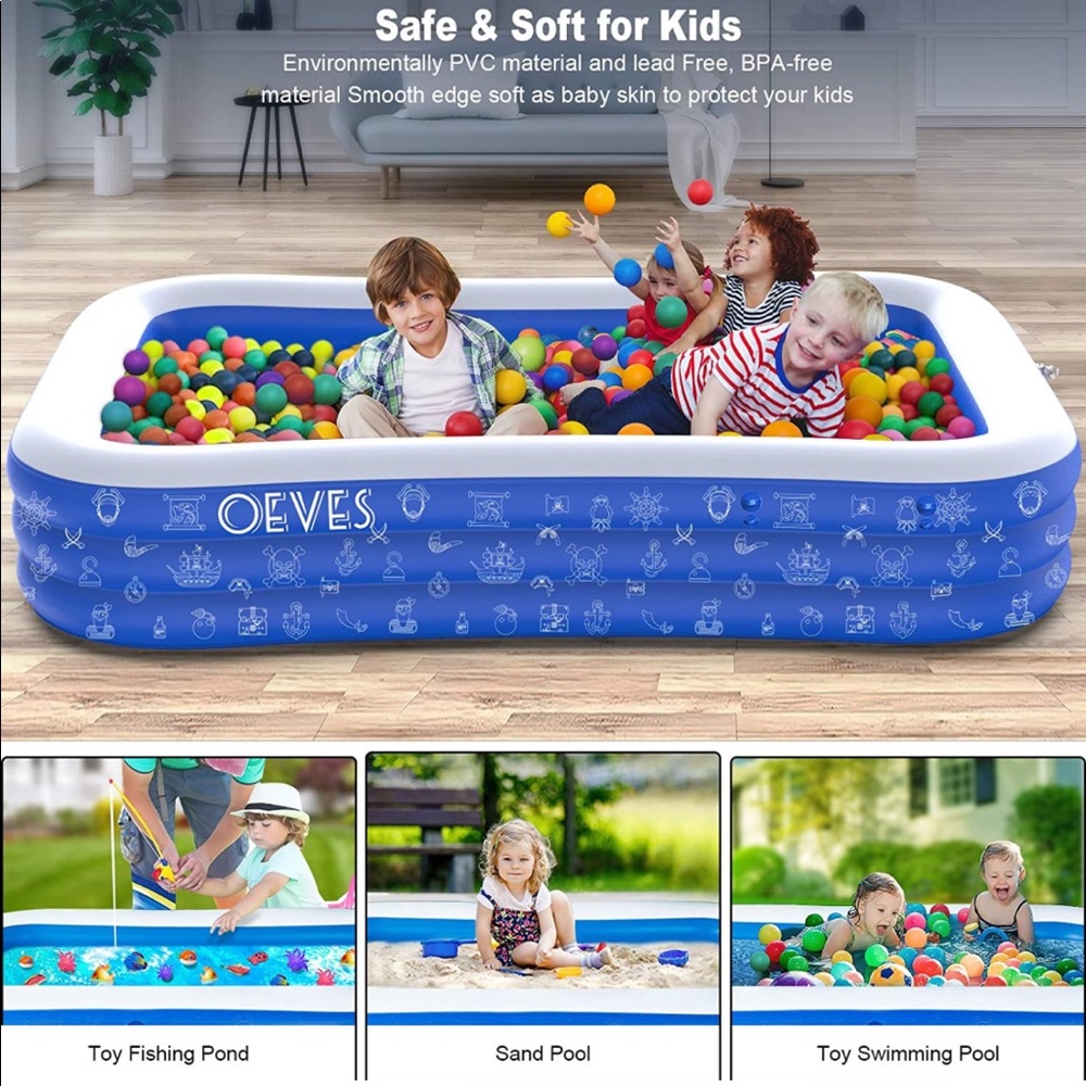 Inflatable.Kids Ball Pit, floating ice chest or Swimming Pool for 4. NIB outdoor
